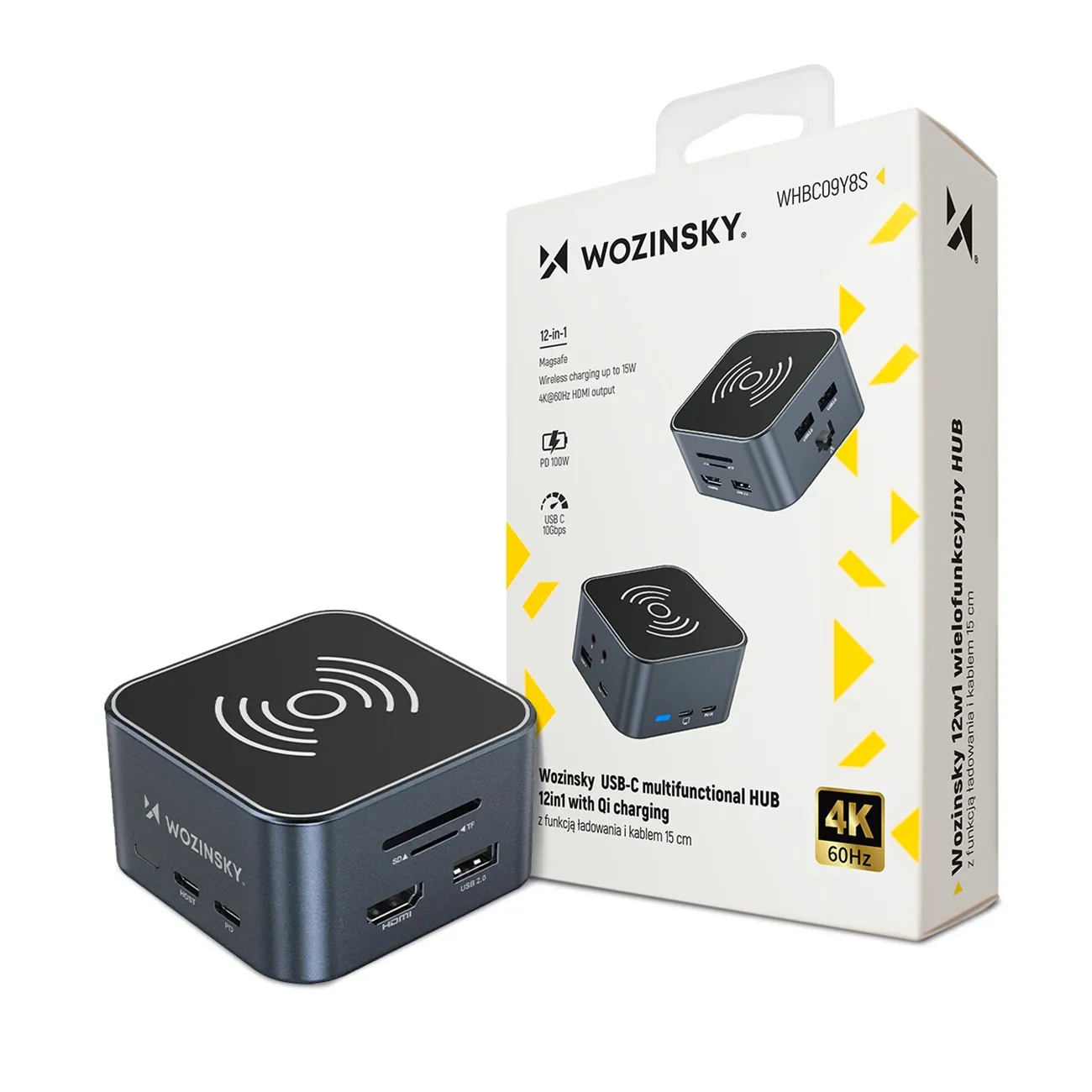Hub USB Wozinsky WHBC09Y8S 12w1 Szary