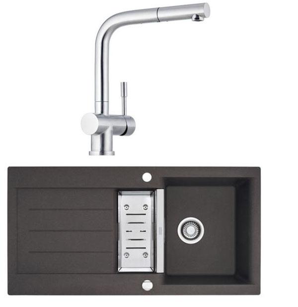 Zlewozmywak Franke Java JAG 651 (grafitowy) + bateria Atlas (pull-out)