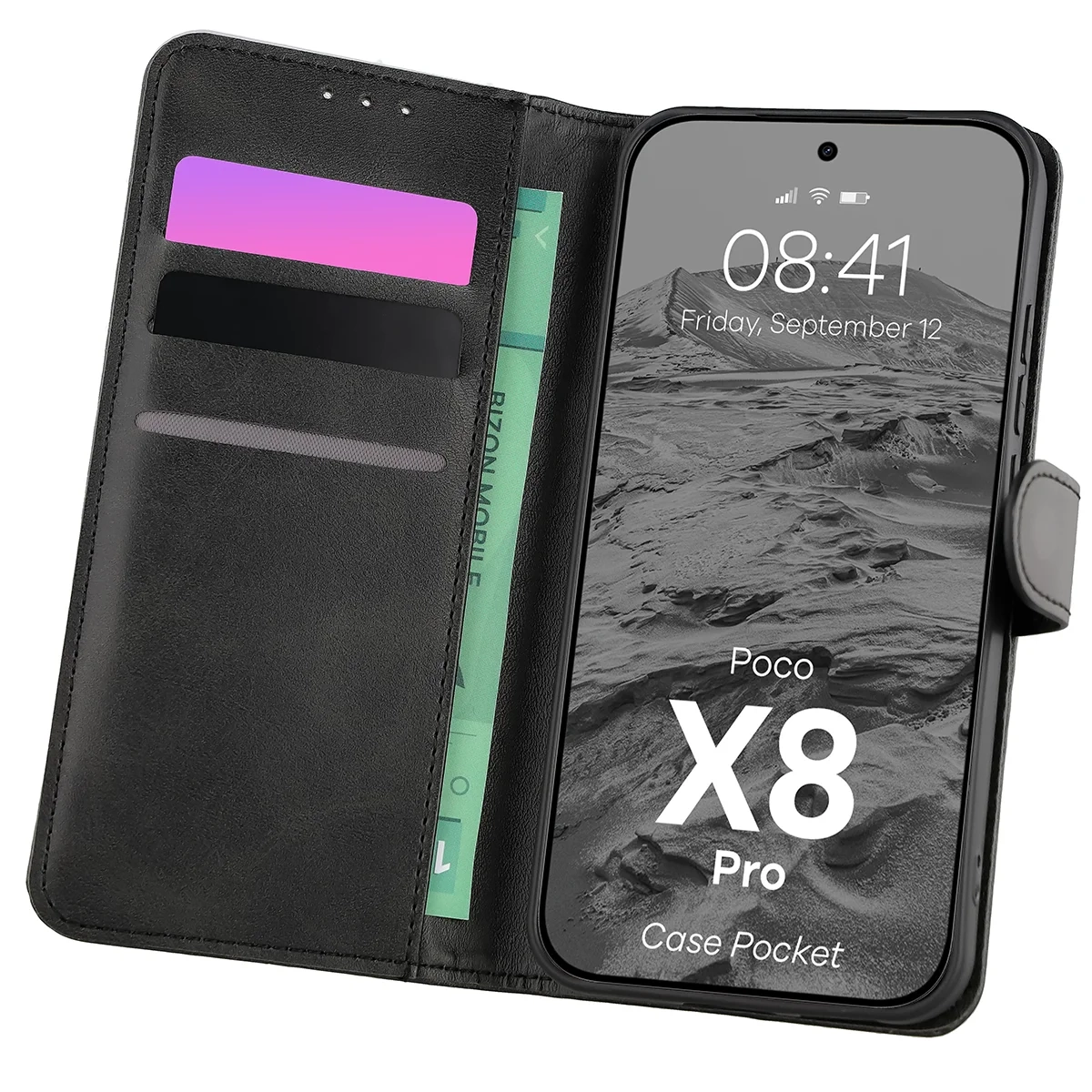 Etui Bizon Case Pocket do Xiaomi POCO X8 Pro Czarny