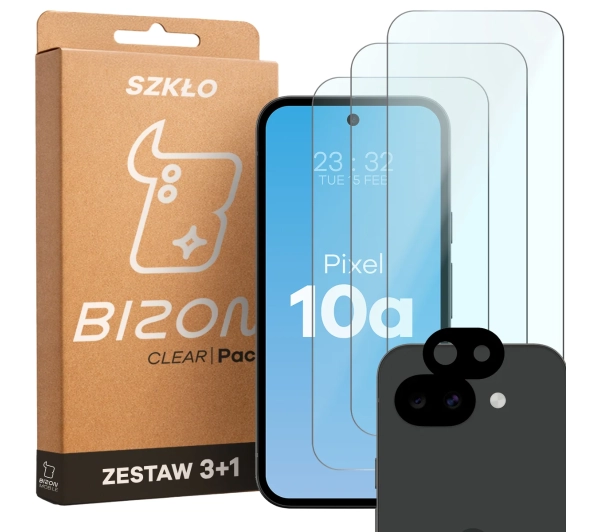 Bizon 3x Szkło + szybka na aparat Glass Clear Pack do Google Pixel 10a