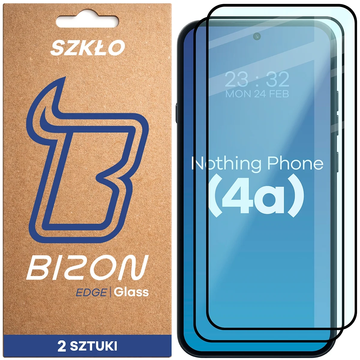 Szkło hartowane Bizon z ramką Glass Edge Duo do Nothing Phone 4a 2 sztuki