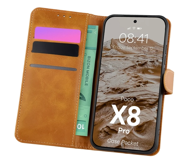Bizon Case Pocket do Xiaomi POCO X8 Pro Brązowy