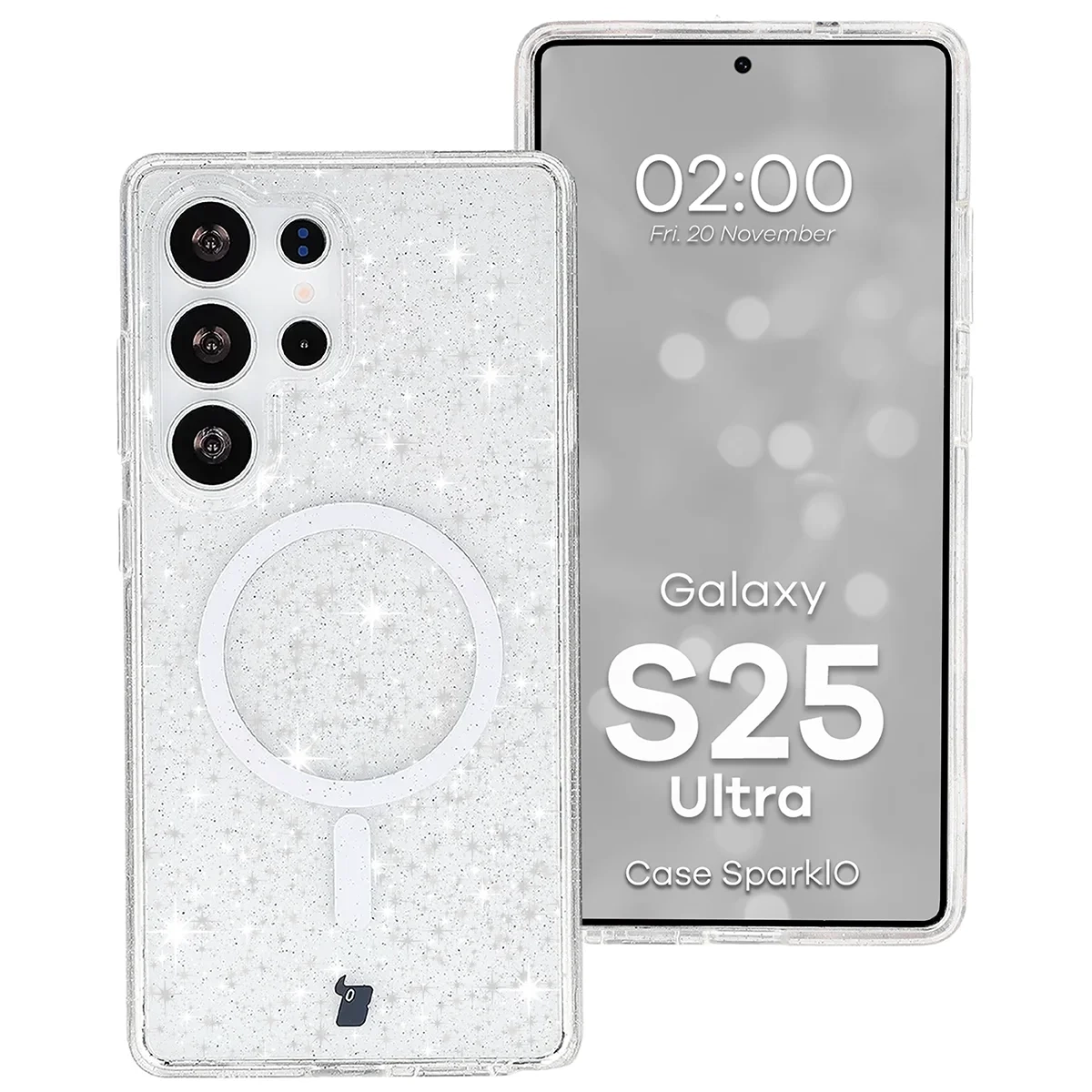 Etui Bizon Case SparklO do Galaxy S25 Ultra Przezroczyste z Brokatem