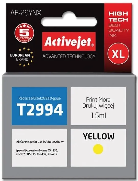 Tusz ActiveJet AE-29YNX (zamiennik 29XL T2994) Żółty 15 ml