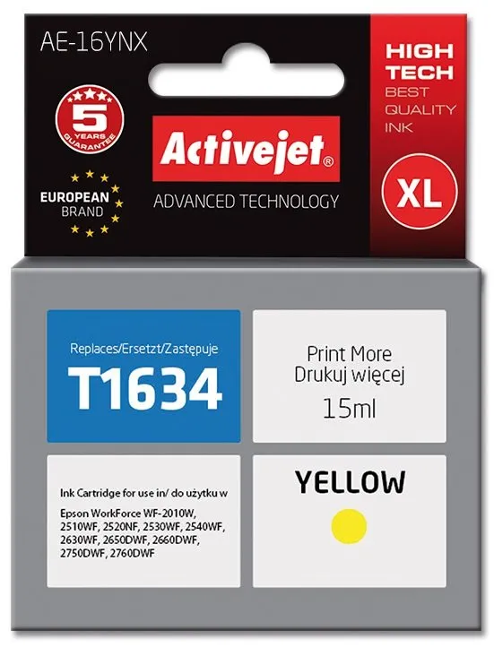 Tusz ActiveJet AE-16YNX (zamiennik 16XL T1634) Żółty 15 ml