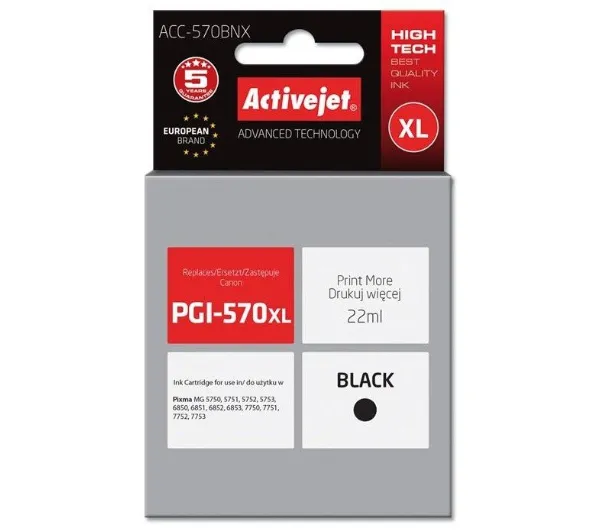 ActiveJet ACC-570BNX (zamiennik PGI-570XL) Czarny 22 ml