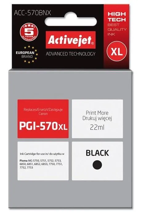 Tusz ActiveJet ACC-570BNX (zamiennik PGI-570XL) Czarny 22 ml