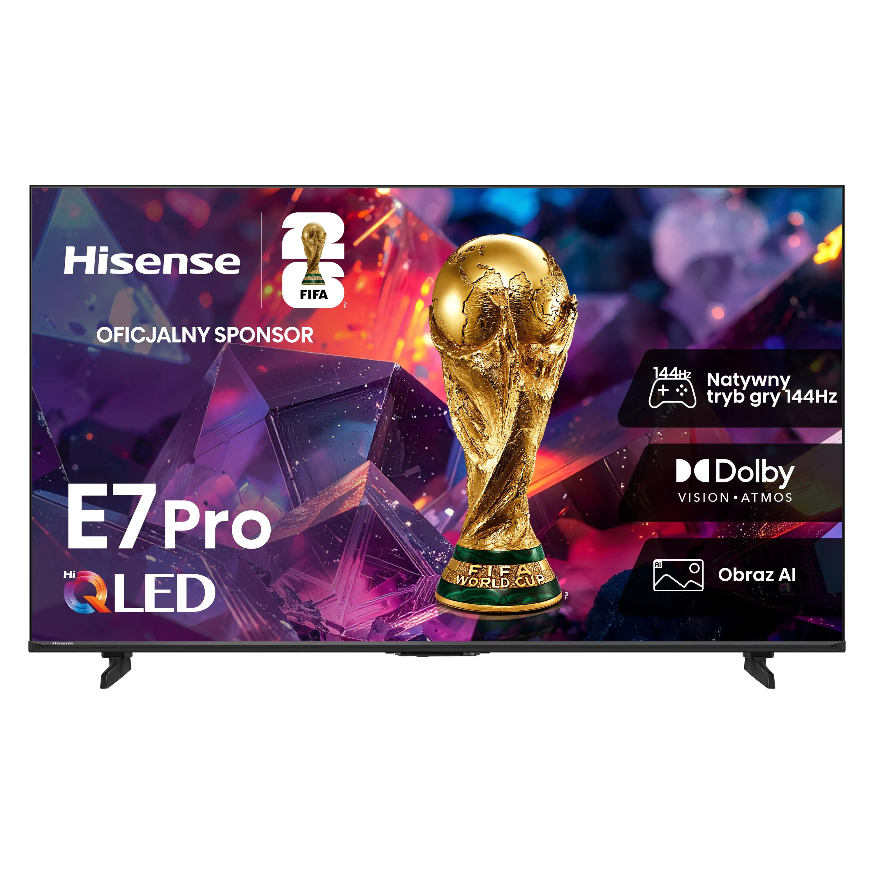 Telewizor Hisense 75E7S PRO 75" QLED 4K 144Hz Smart TV Funkcje AI Dolby Vision Doby Atmos HDMI 2.1 DVB-T2