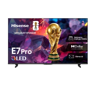Telewizor Hisense 75E7S PRO 75" QLED 4K 144Hz Smart TV Funkcje AI Dolby Vision Doby Atmos HDMI 2.1 DVB-T2
