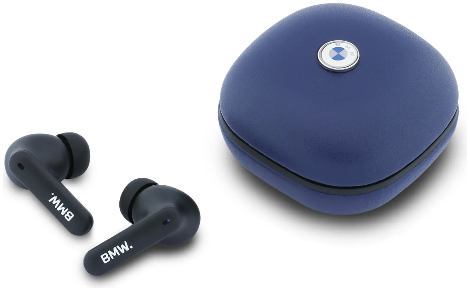 Słuchawki bezprzewodowe BMW Leather Metal Logo ANC Dokanałowe Bluetooth 5.4 Granatowy