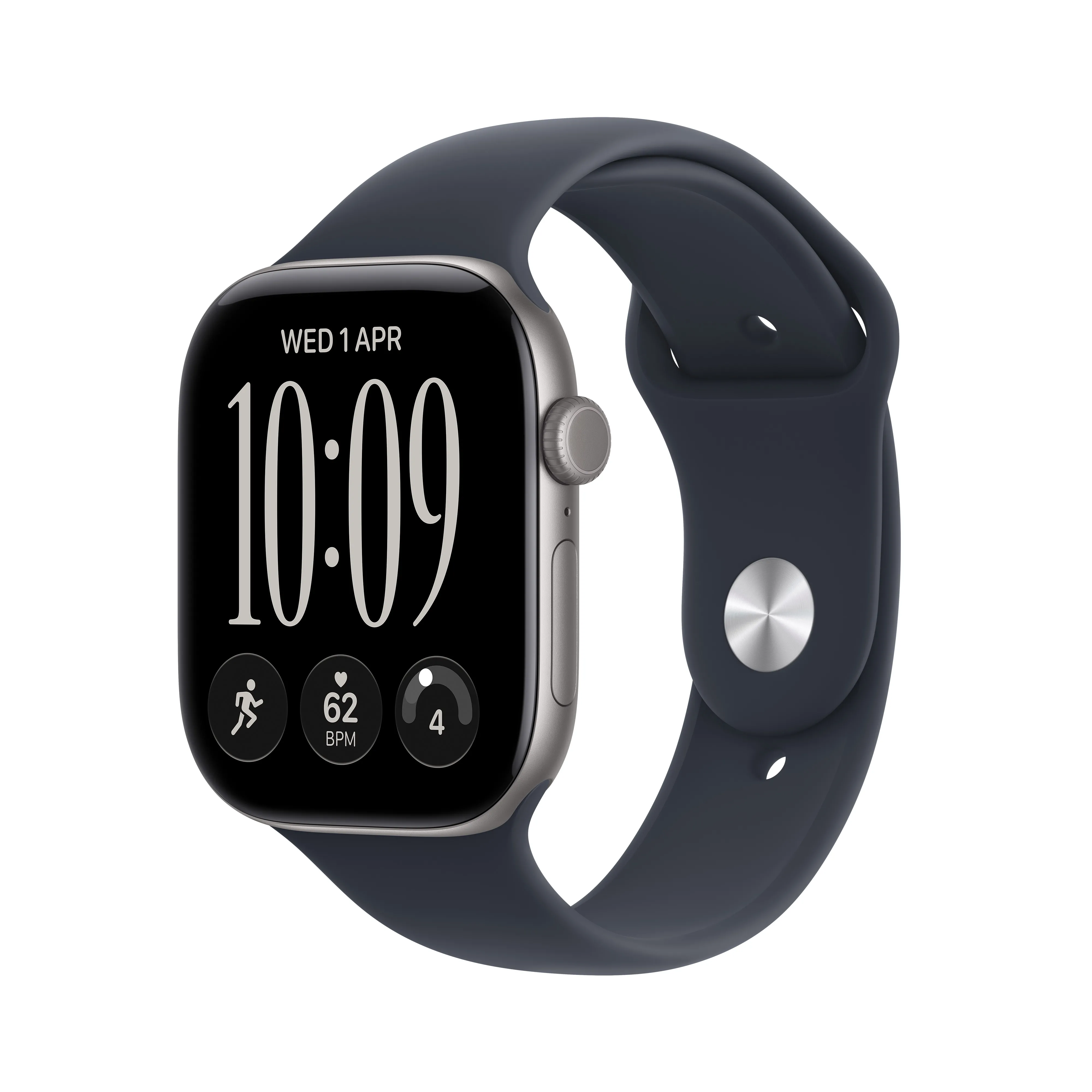 Apple Watch Series 12 GPS 46mm z aluminium Gwiezdna Szarość Pasek Sportowy Granat - S/M