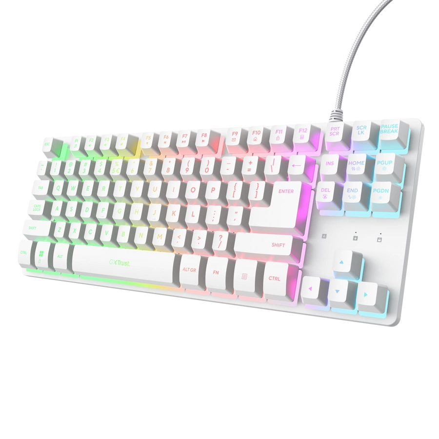 Klawiatura membranowa Trust GXT 833PS Thado TKL z podświetleniem do PS5 Biały