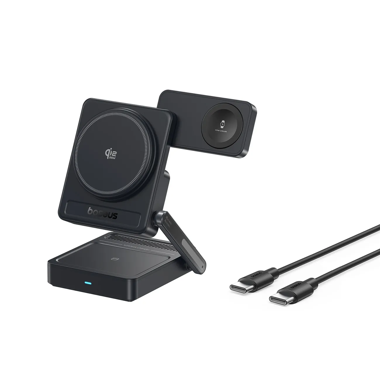 Ładowarka indukcyjna Baseus PicoGo AF21 3w1 Qi2.2 35W Czarny + kabel USB-C 1m