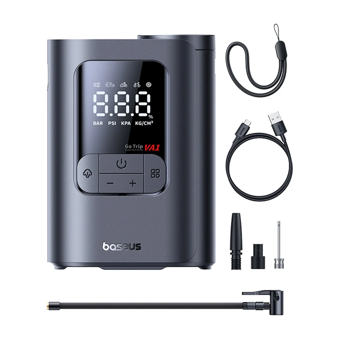 Kompresor samochodowy Baseus GoTrip VA1 Max 150PSI 7500mAh Szary