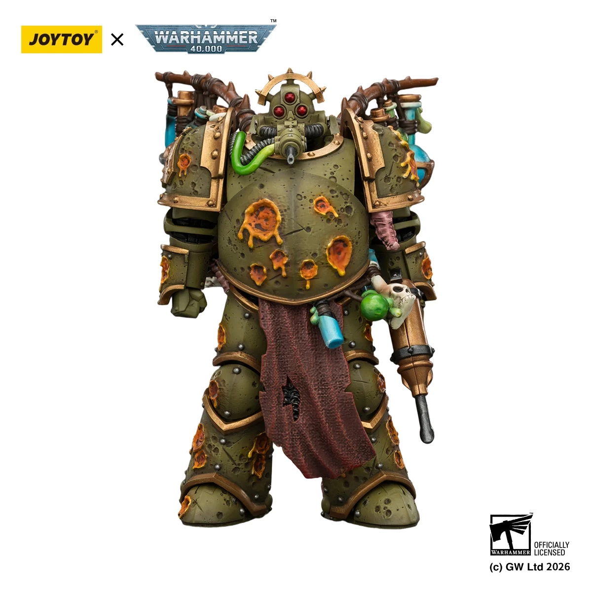 Figurka Joy Toy Warhammer 40k Death Guard Biologus Putrifier with Injector Pistol and Hyper Blight