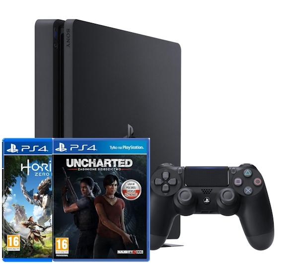 Konsola Sony PlayStation 4 Slim 1TB + Horizon Zero Dawn + Uncharted: Zaginione Dziedzictwo