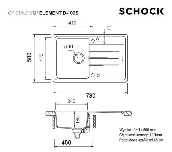 фото Кухонна мийка Schock Element D-100 S onyx 10
