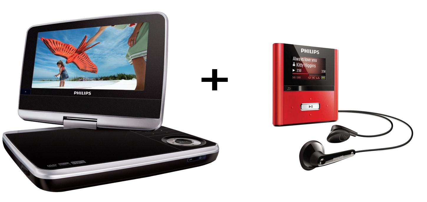 Przenośny odtwarzacz DVD Philips PD7020 + MP3 RaGa SA2RGA04RN