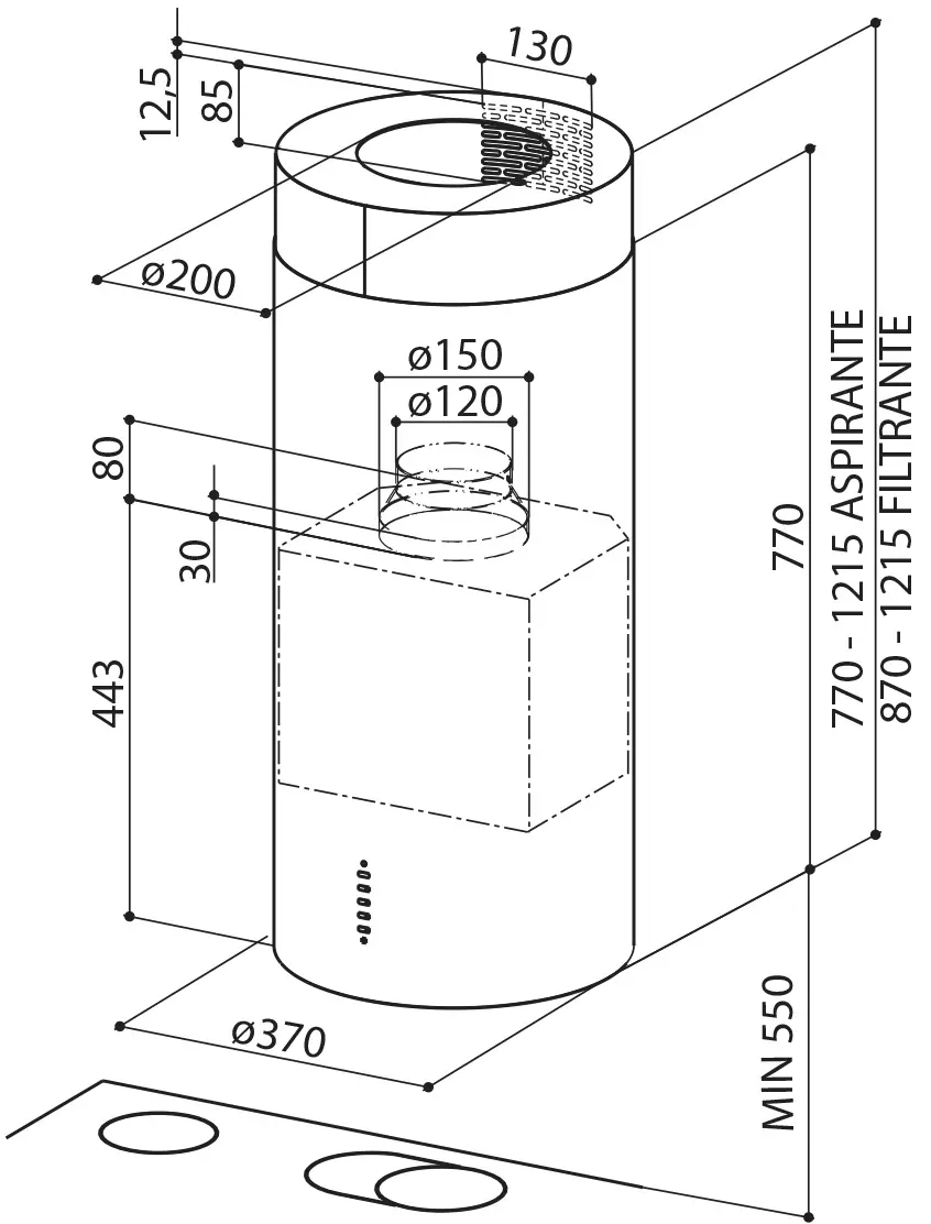 фото Витяжка декоративна Faber Cylindra Isola Gloss Plus Ev8+ WH37 (3350492563) 3