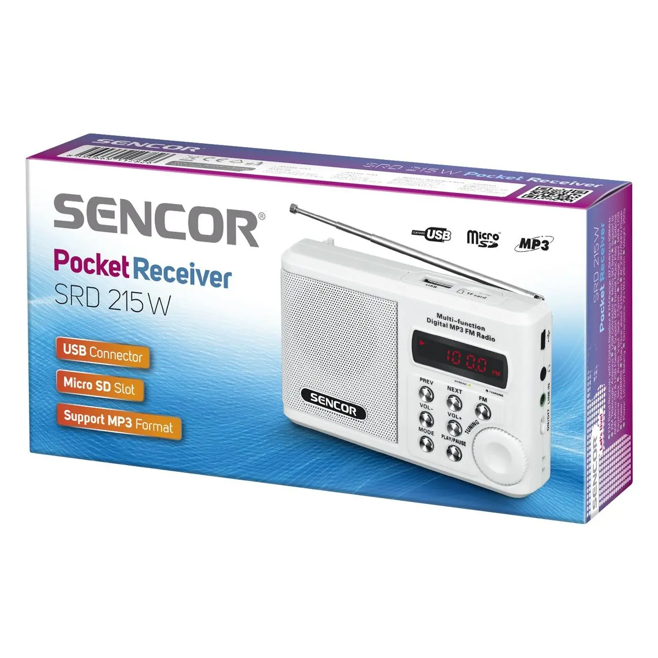 Radioodbiornik Sencor SRD 215 W Radio FM Biały