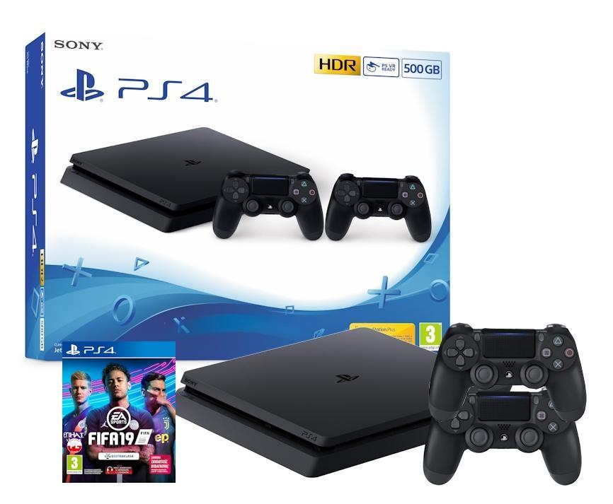 Konsola Sony PlayStation 4 Slim 500GB + FIFA 19 + 2 pady