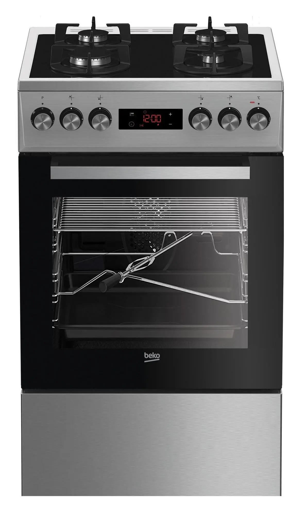 Kuchnia gazowo-elektryczna Beko FSMT55330DXDS Termoobieg Rożen