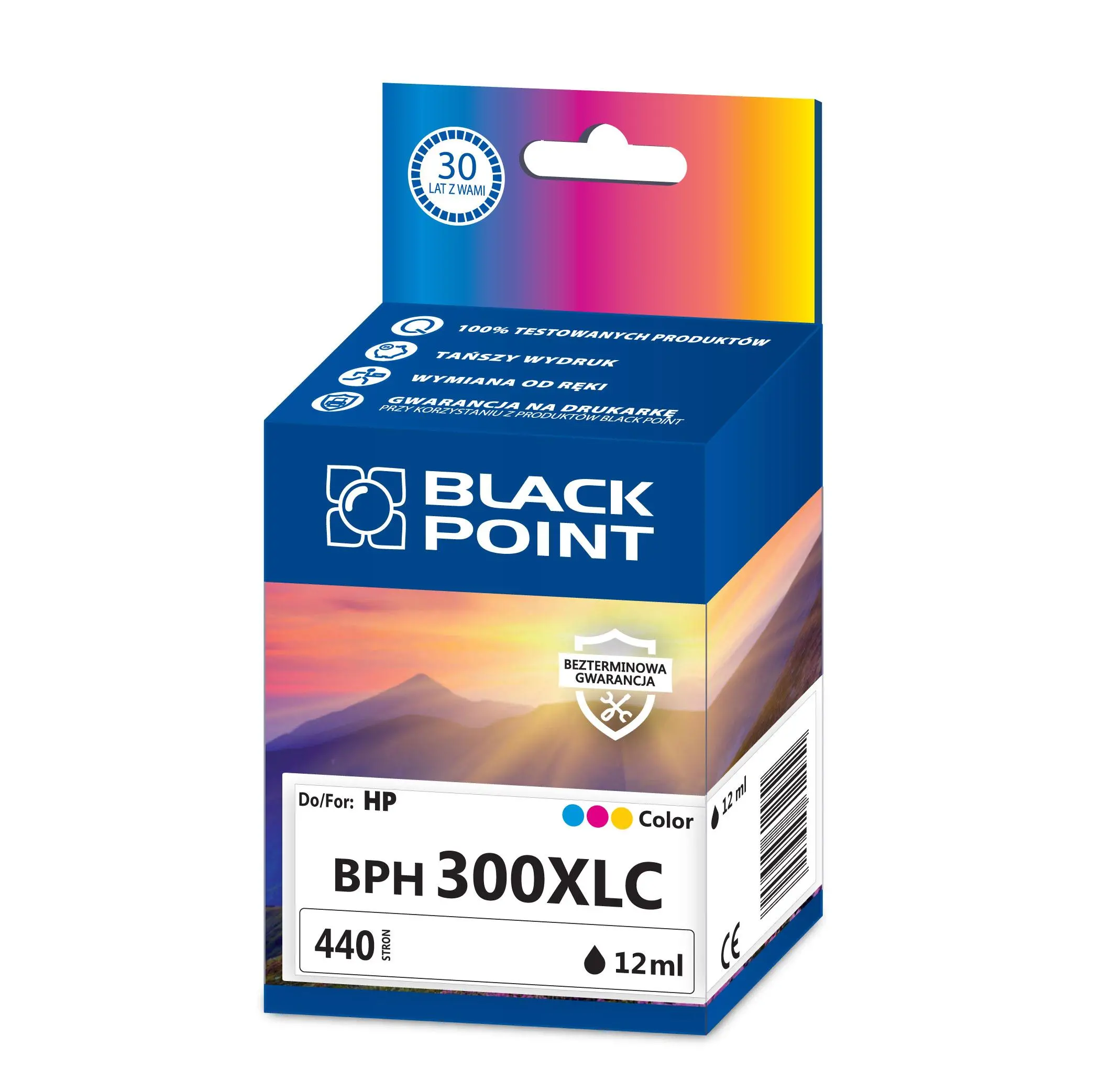 Tusz Black Point BPH300XLC (zamiennik CC644EE nr 300XL) Kolor 12 ml