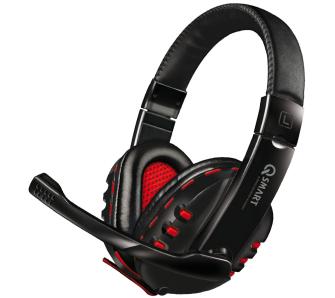 Słuchawki przewodowe z mikrofonem Cobra QSHPC005 Nauszne Czarno-czerwony