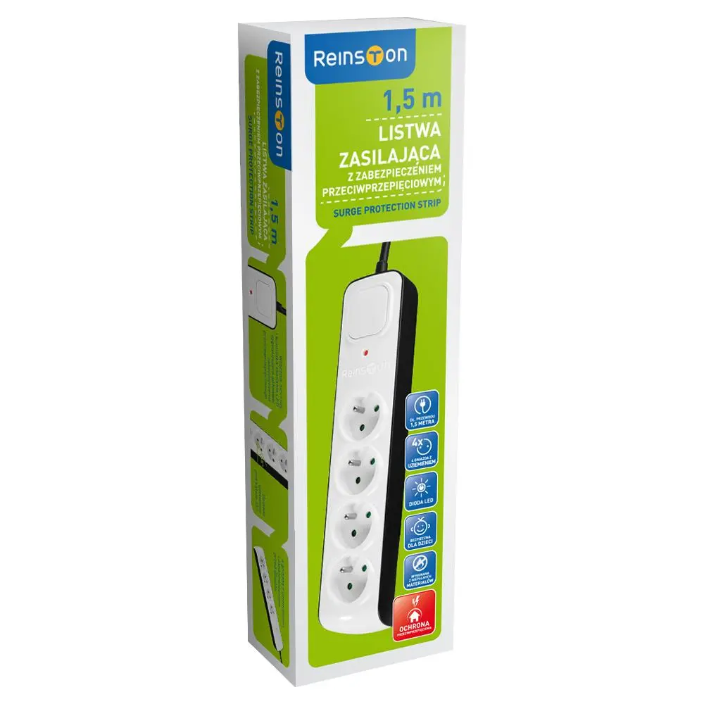 Listwa Reinston ALZ012 4 gniazda 1,5m Biały