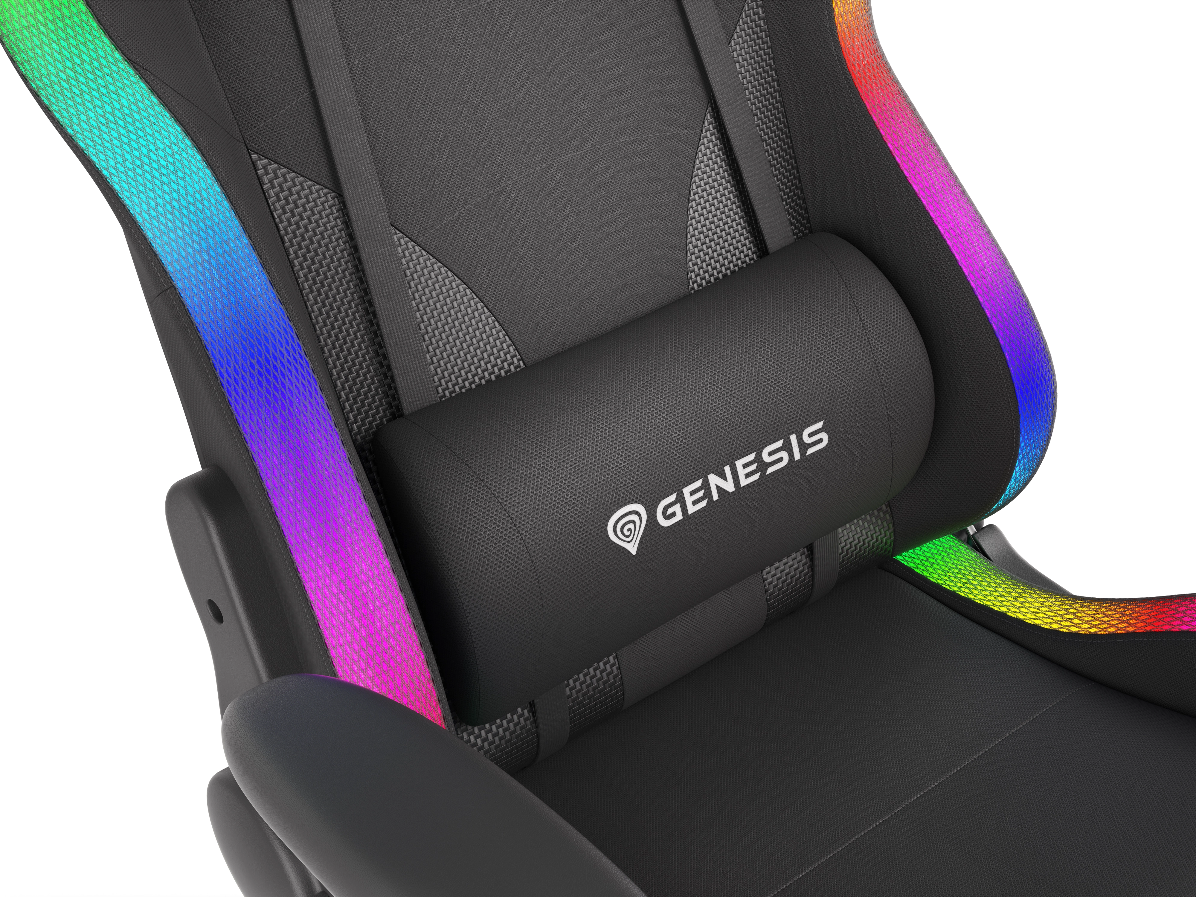 Fotel Genesis Trit 600 RGB Gamingowy do 150kg Skóra ECO Tkanina Czarny