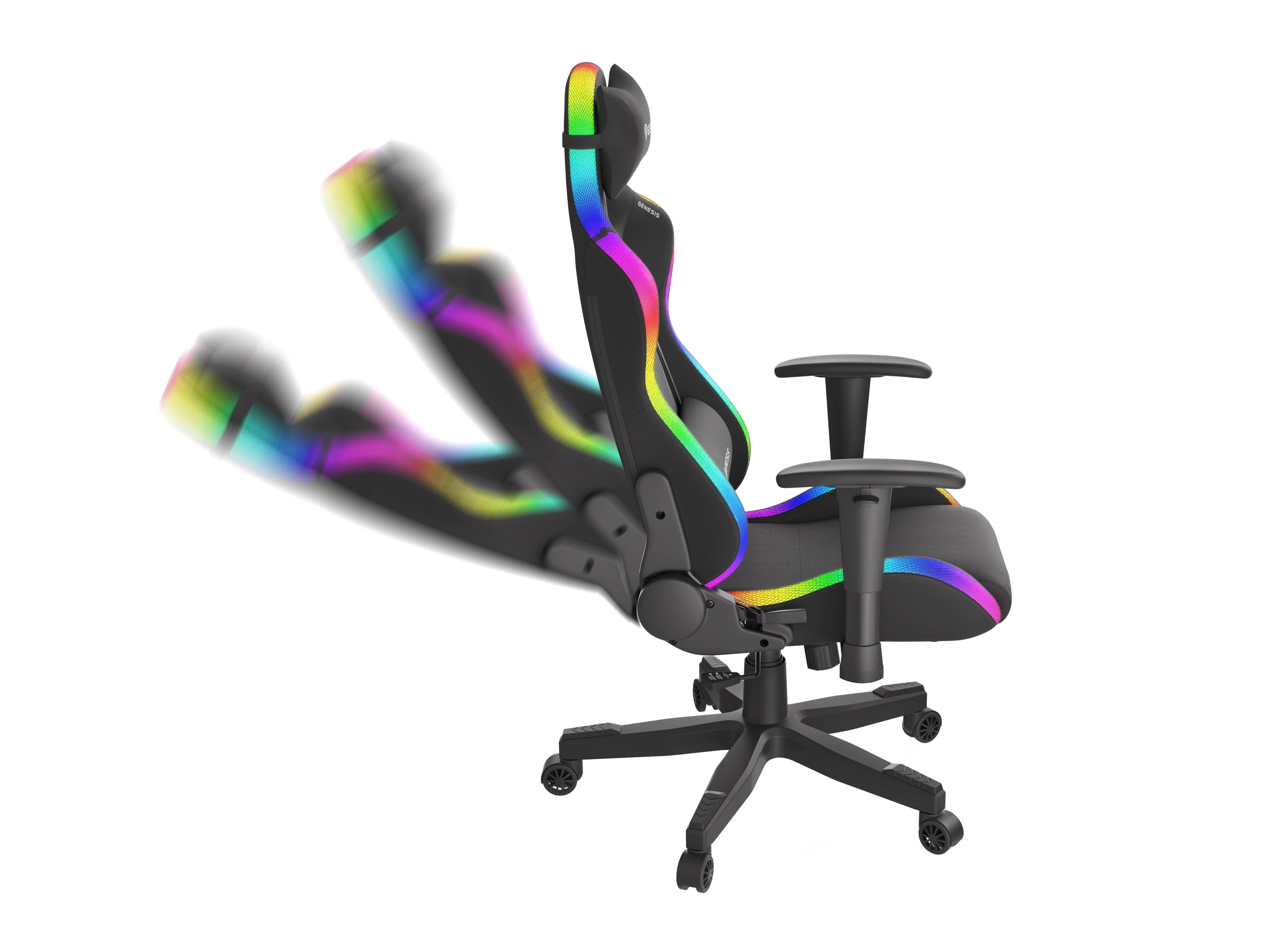 Fotel Genesis Trit 600 RGB Gamingowy do 150kg Skóra ECO Tkanina Czarny