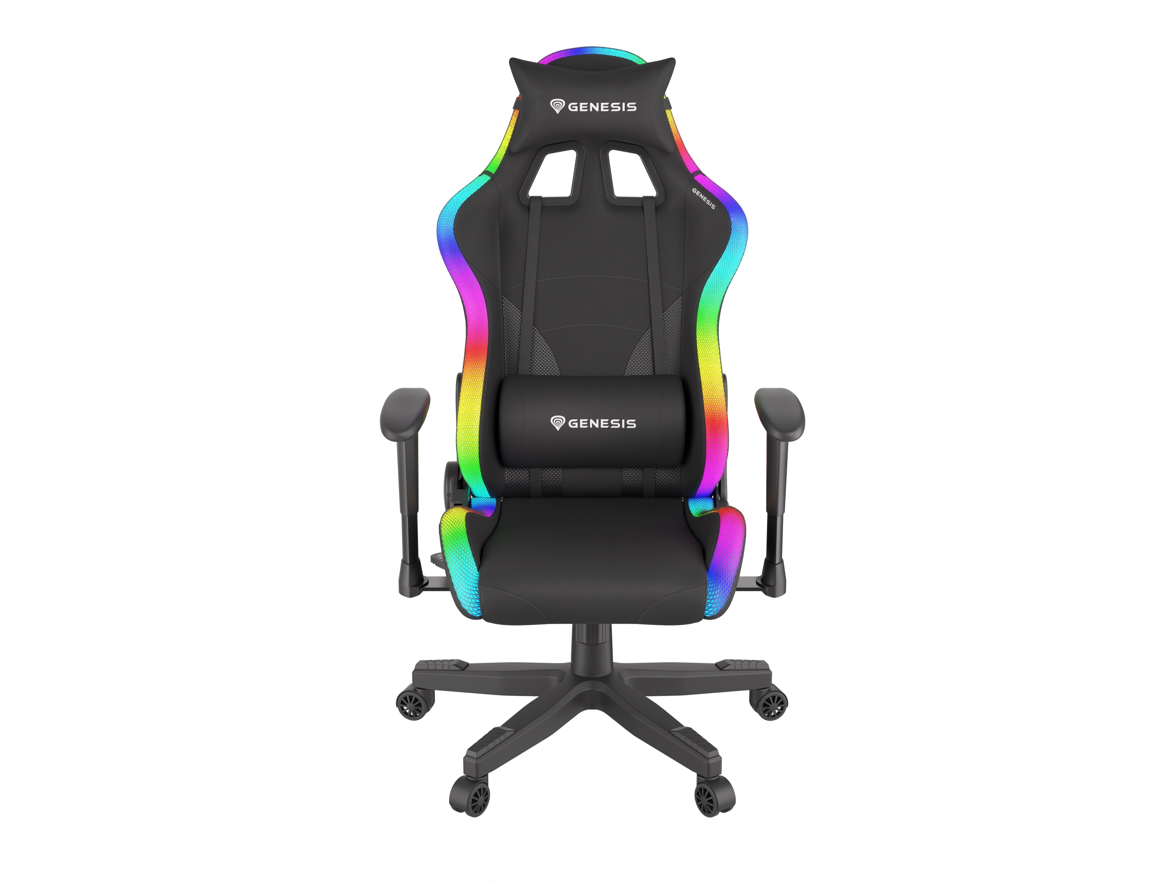 Fotel Genesis Trit 600 RGB Gamingowy do 150kg Skóra ECO Tkanina Czarny