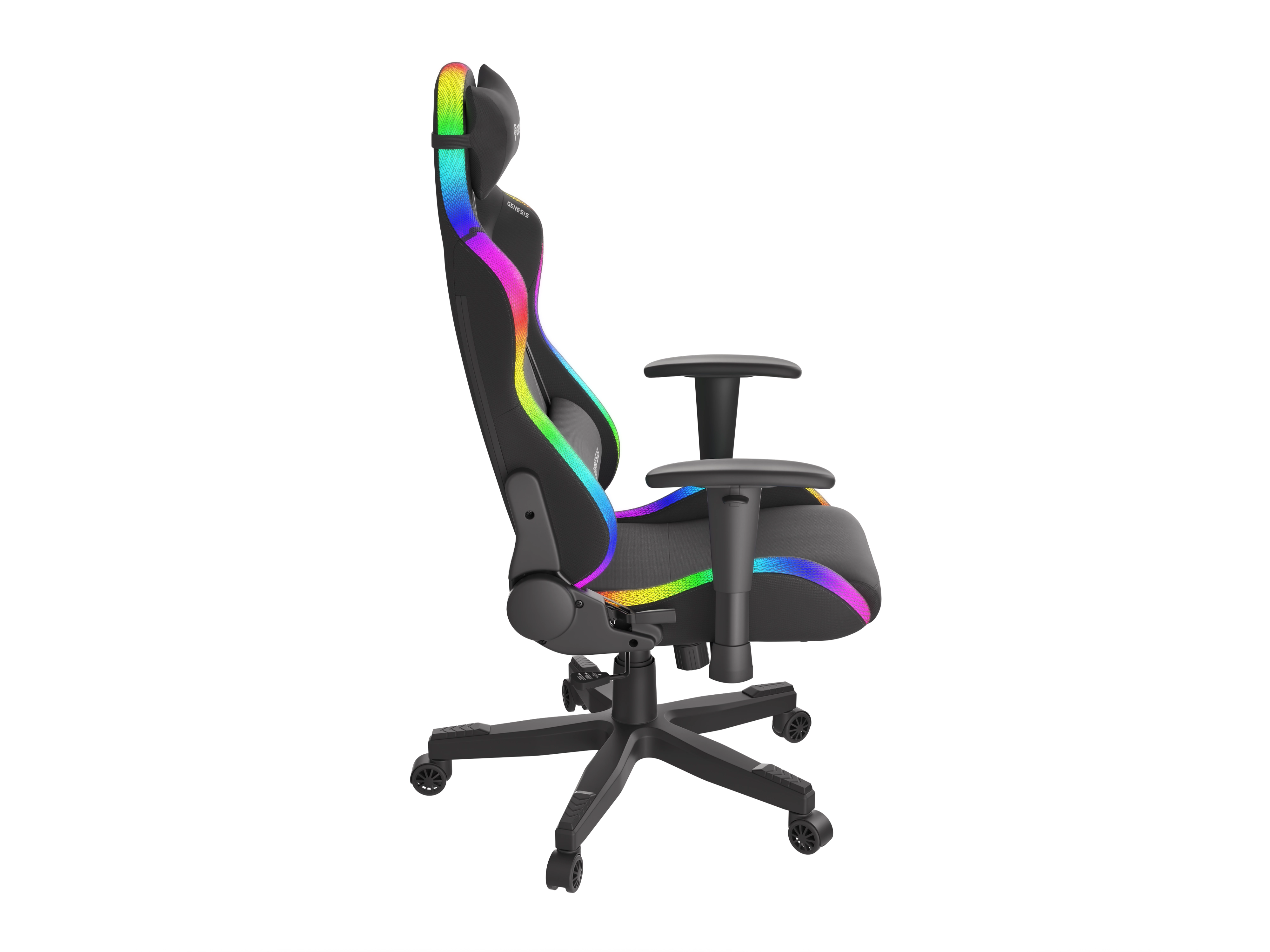 Fotel Genesis Trit 600 RGB Gamingowy do 150kg Skóra ECO Tkanina Czarny
