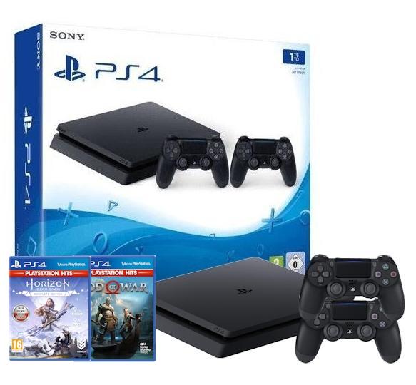 Konsola Sony PlayStation 4 Slim 1TB + 2 pady + Horizon Zero Dawn - Edycja Kompletna + God of War