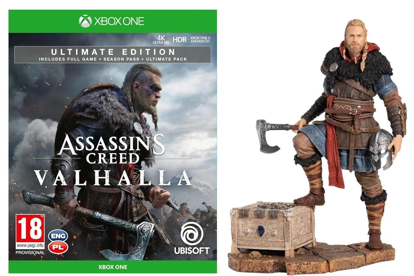 Assassin’s Creed Valhalla Edycja Ultimate + Figurka Eivor Gra na Xbox One (Kompatybilna z Xbox Series X)