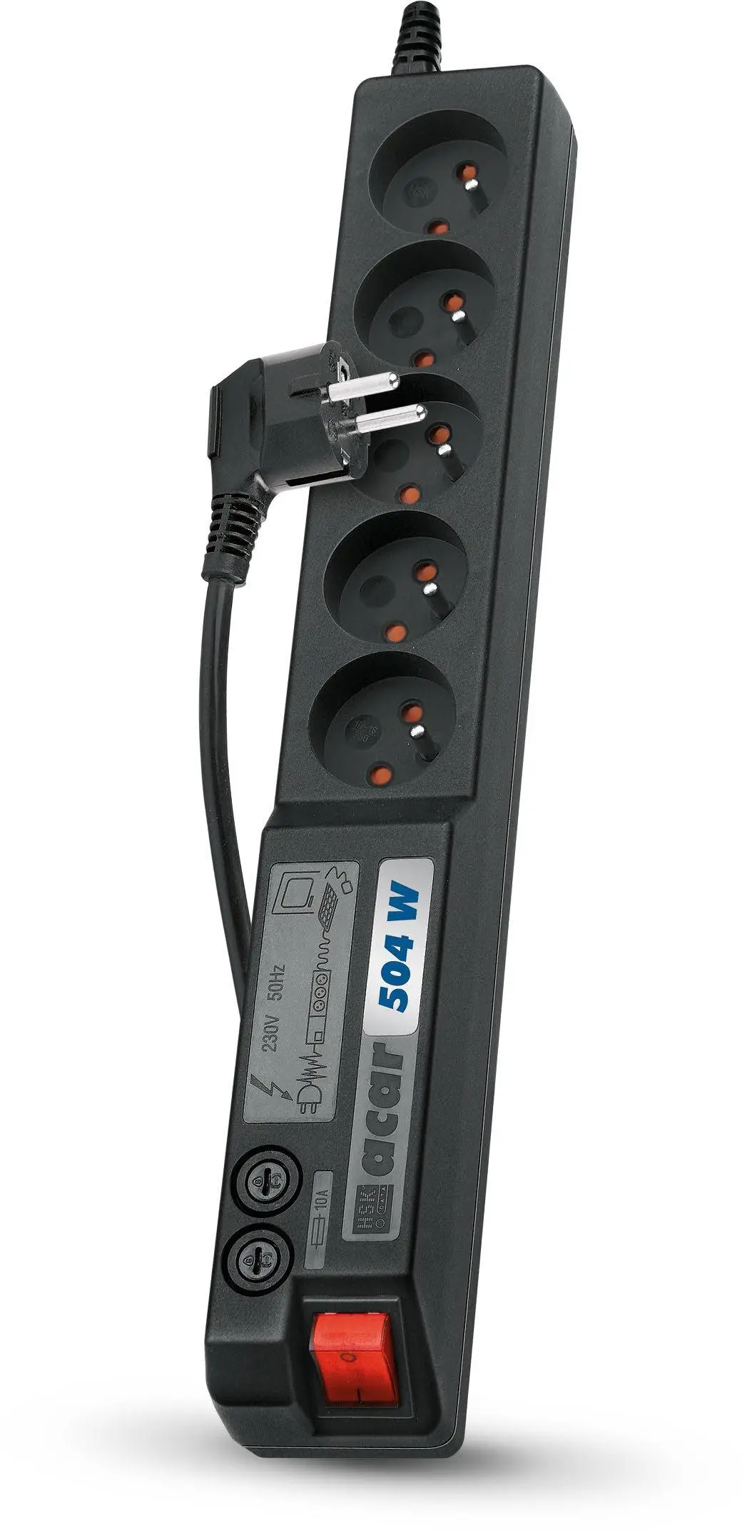 Listwa Acar 504 W 5 gniazd 1,5m Czarny