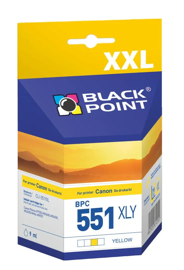 Tusz Black Point BPC551XLY (zamiennik CLI-551Y XL) Żółty 9 ml