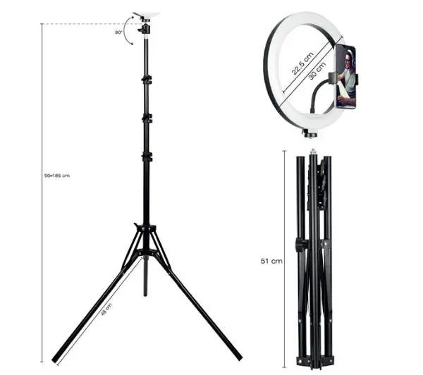 Tracer Statyw z lampą pierścieniową 30cm