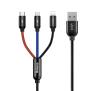 Kabel Baseus USB  3w1 USB-C Lightning  Micro 3,5A 0,3m Czarny
