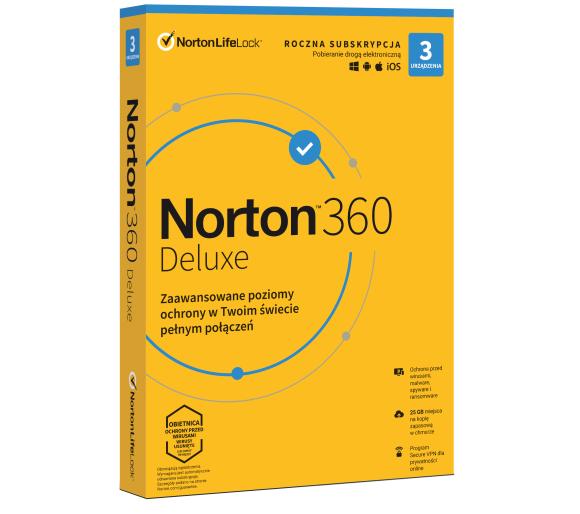 oprogramowanie Norton 360 Deluxe 25GB (3 urządzenia / 1 rok)