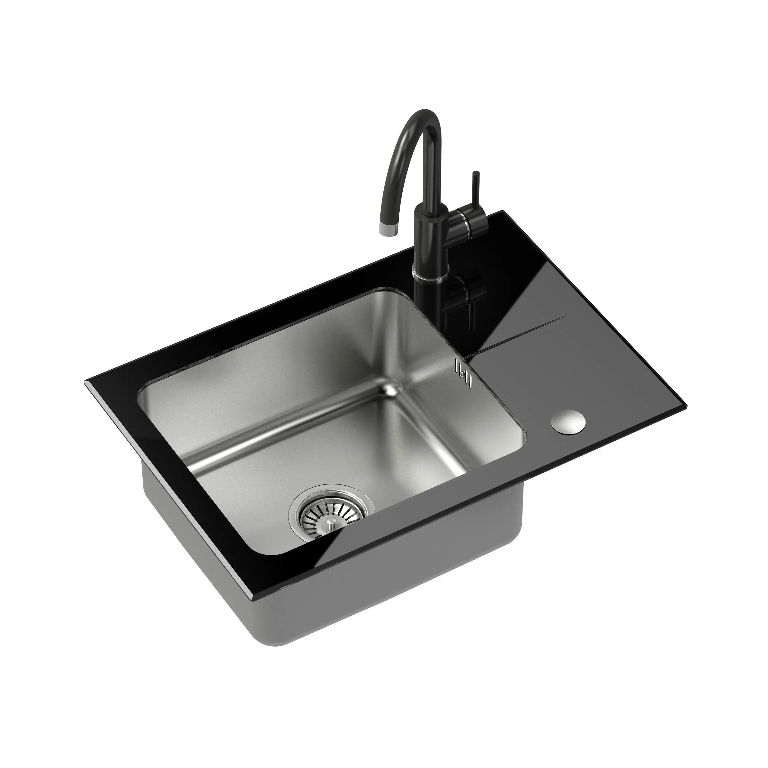 Zlewozmywak Quadron ST3564SC1BS-BW7059CZP HUGH 116 Czarny/Stalowy + bateria NAOMI Czarny