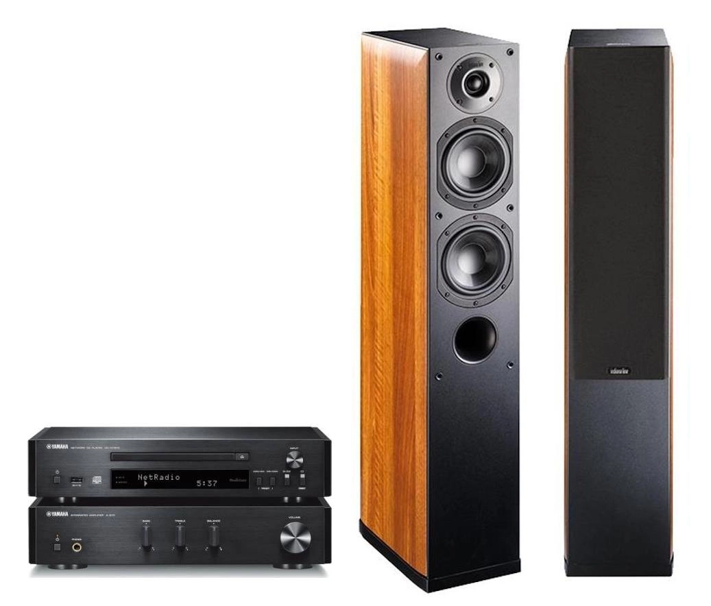 Zestaw stereo Yamaha MusicCast A-670, CD-NT670D (czarny), Indiana Line Nota 550 X (orzech)