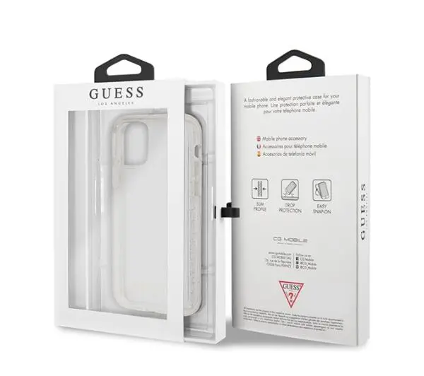Guess Glitter GUHCN65PCGLSI do iPhone 11 Pro Max Srebrny