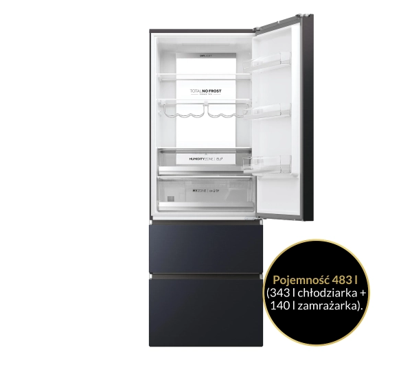 Haier Seria 7 HTW7720ENMB Pełny No Frost 200,6cm Szuflada z kontrolą wilgotności Zdalne sterowanie Czarny - Kup na Raty - RRSO 0%