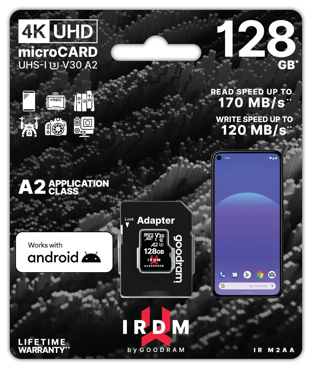 Karta pamięci GoodRam microSDXC IRDM 128GB V30 A2 170/120Mb/s