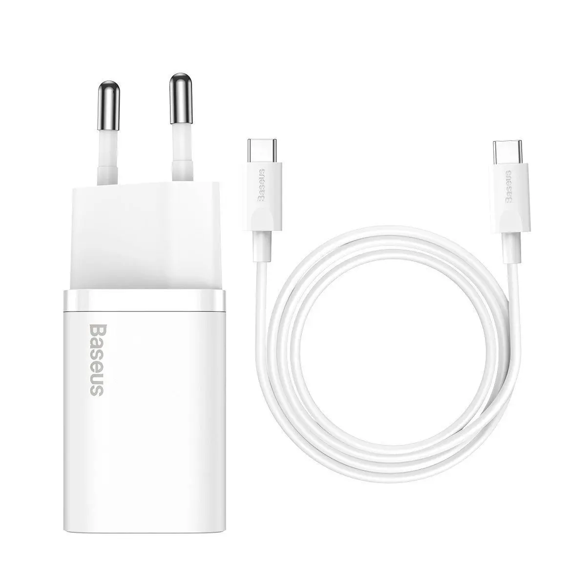 Ładowarka sieciowa Baseus TZCCSUP-L02 Super Si Quick Charger 1C 25W + kabel USB-C do USB-C 1m Biały