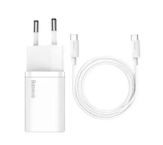 Baseus TZCCSUP-L02 Super Si Quick Charger 1C 25W + kabel USB-C do USB-C 1m Biały - ⚡ BESTSELLERY ⚡
