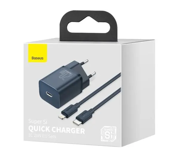 Baseus TZCCSUP-B03 Super Si Quick Charger 1C 20W + kabel USB-C do Lightning 1m Niebieski