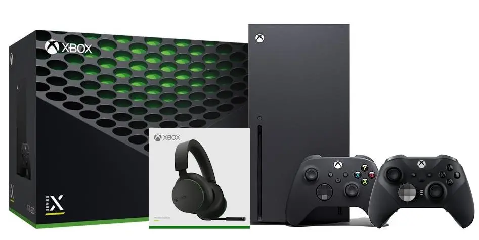 Konsola Xbox Series X 1TB z napędem + Słuchawki Stereo Headset Bezprzewodowy + Dodatkowy Pad Elite Series 2 Czarny