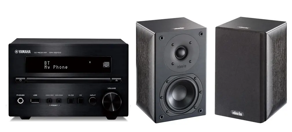 Zestaw stereo Yamaha CRX-B370D Czarny, Indiana Line Nota 250 X Czarny dąb